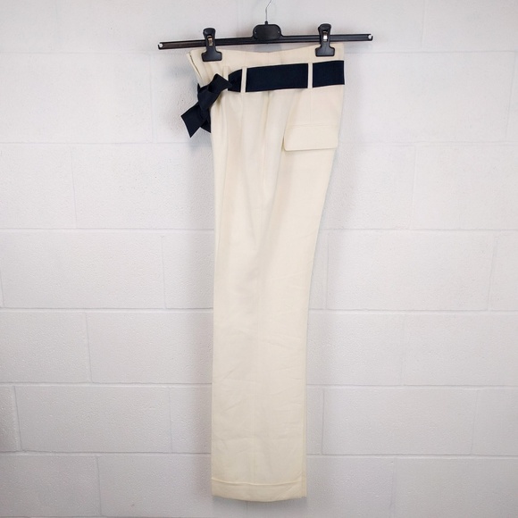 Vtg Charles Nolan Linen Paperbag Flare Pant 4 S - Picture 6 of 6